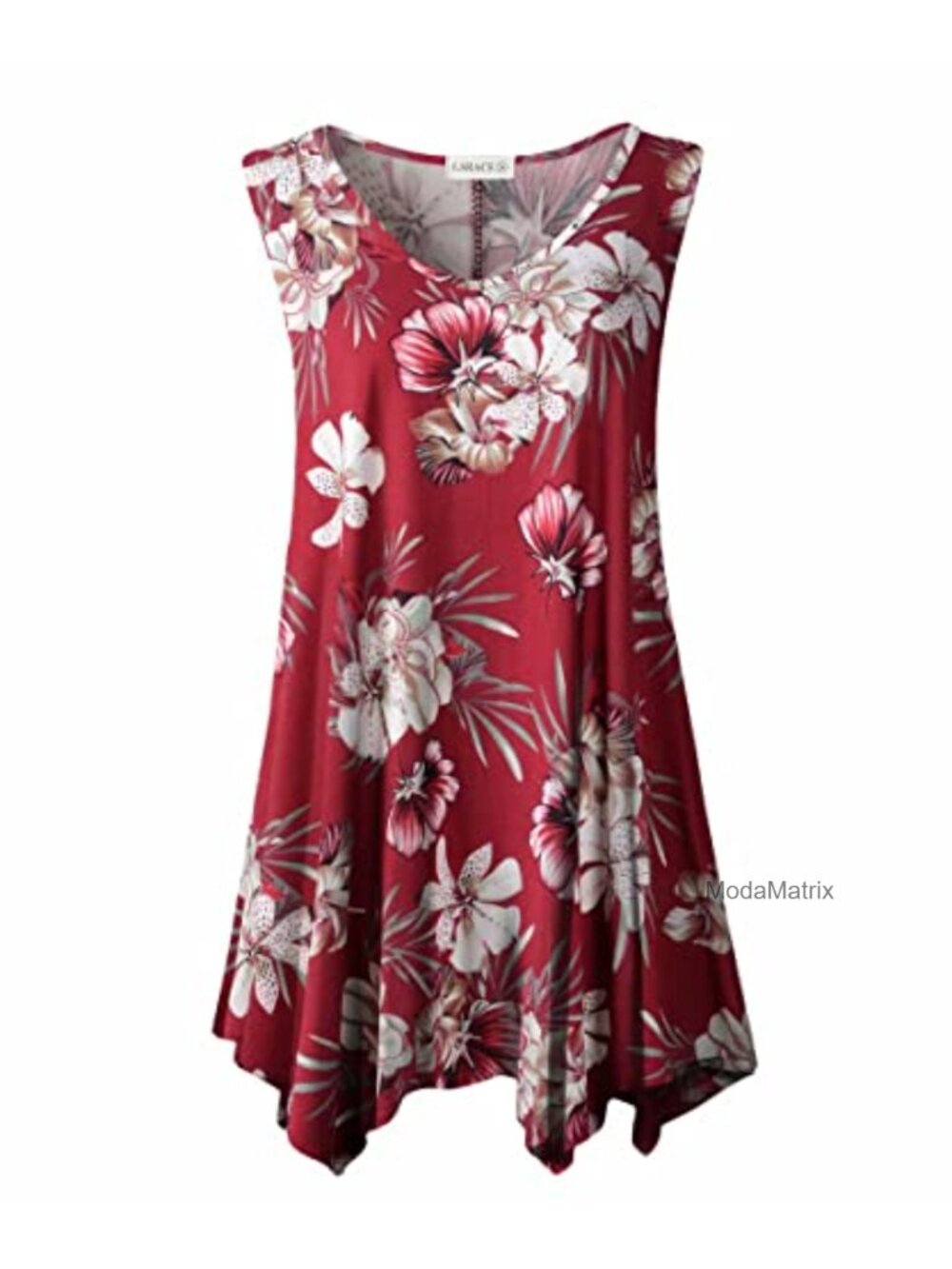 Sleeveless Tunic Tank Top Plus Size V Neck Asymmetrical Hem Flowy Blouse